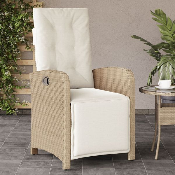 vidaXL Gartensessel mit Fußteil Verstellbar Beige Poly Rattan, 365188