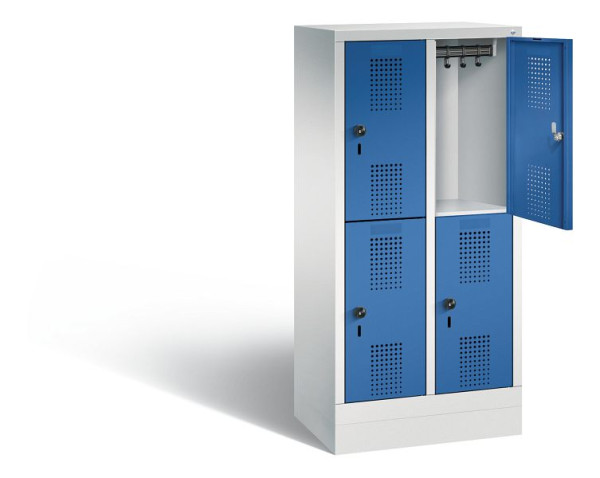 C+P Kindergarten-Spind doppelstöckig Evolo, H1300xB610xT300mm, Farbe: Lichtgrau / Enzianblau, 483203-20 S10035