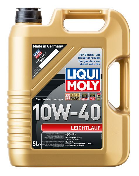 LIQUI MOLY Hochleistungs-Leichtlauf Motoröl, Leichtlauf 10W-40, VE: 4 Stück à 5 Liter, 1310