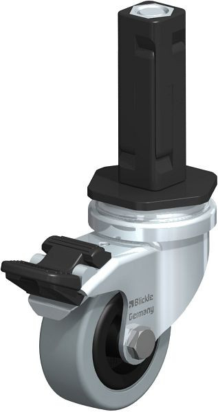 Blickle LRA-VPA 50G-FI-EV02 Apparate-Lenkrolle mit Expander & Feststeller, Vollgummi, Grau, 847948