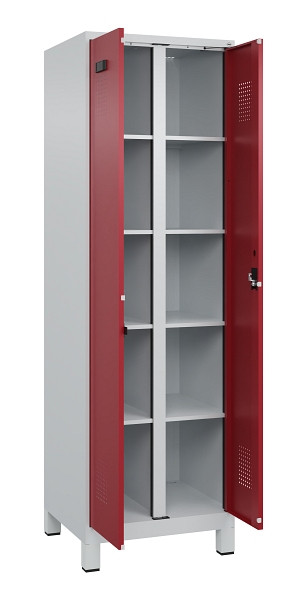 C+P Wäsche-Spind Evolo PLUS, mit Füßen, 2 Abteile, 1950x600x500mm, 7035/3003, Verschluss Zylinderschloss, 049012-20B S10031
