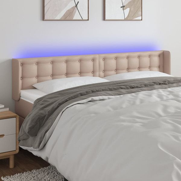 vidaXL LED Kopfteil Cappuccino-Braun 203x16x78/88 cm Kunstleder, 3123349