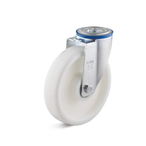 Torwegge Polypropylen Lenkrolle, Tragfähigkeit 200 kg, Rad-Ø 125 mm, Radbreite 40 mm, Bauhöhe Gehäuse 92,5 mm, Gesamtbauhöhe 155 mm, 0030018