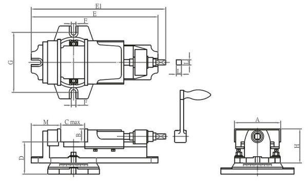MACK Maschinenschraubstock mit Drehplatte, Backenbreite 150 mm, Typ MSK, ZE-MSK150D