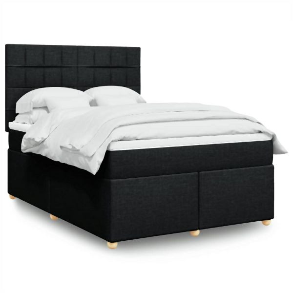 vidaXL Boxspringbett mit Matratze Schwarz 140x200 cm Stoff, 3293605