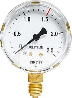Iwetec Einzelmanometer Acetylen, 0 – 1,5 bar, 553025