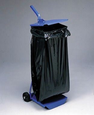 DENIOS Abfallsackhalter, mit Stahldeckel und Handgriff, mobil, 265621