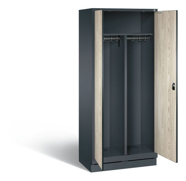 C+P Schwarz-Weiss-Spind Evolo, H1800xB810xT500mm, Farbe: Anthrazitgrau / Dekor Sen-Esche, 48022-22 S10127