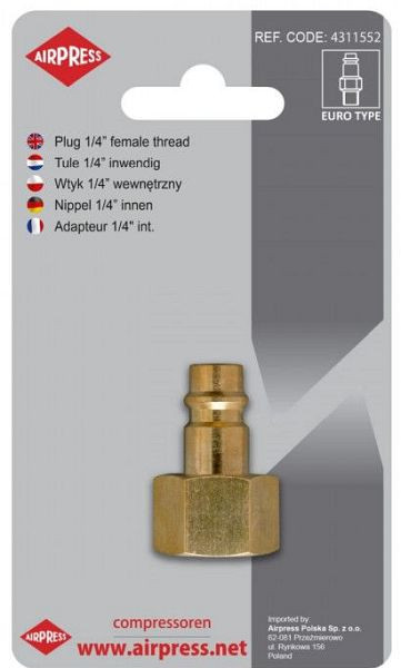 Airpress Stecknippel 1/4" Euro Innengewinde in Blister, 4311552
