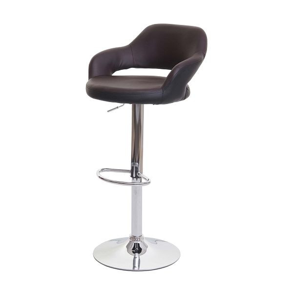 Mendler Barhocker HWC-F16, Barstuhl Tresenhocker Drehhocker, mit Lehne Kunstleder, braun-schwarz, 75740