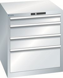 LISTA Schubladenschrank 36x36E (BxTxH) 717x725x800mm KEY Lock, Lichtgrau, 4 Schubladen, Fronthöhen: 100 - 300 mm, 78.632.020