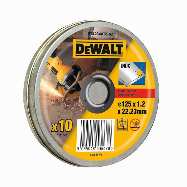 DeWalt Trennscheibe Edelstahl flach 125mmx1.2mm, VE: 10 Stück, DT42340TZ-QZ