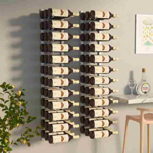 vidaXL Wand-Weinregal für 36 Flaschen 2 Stück Weiß Eisen, 340889