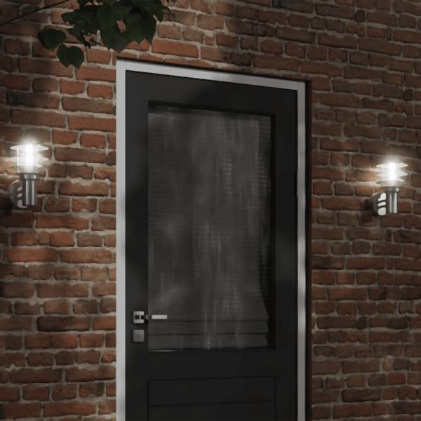 vidaXL Außenwandleuchten 2 Stück Silbern Edelstahl, 4006229