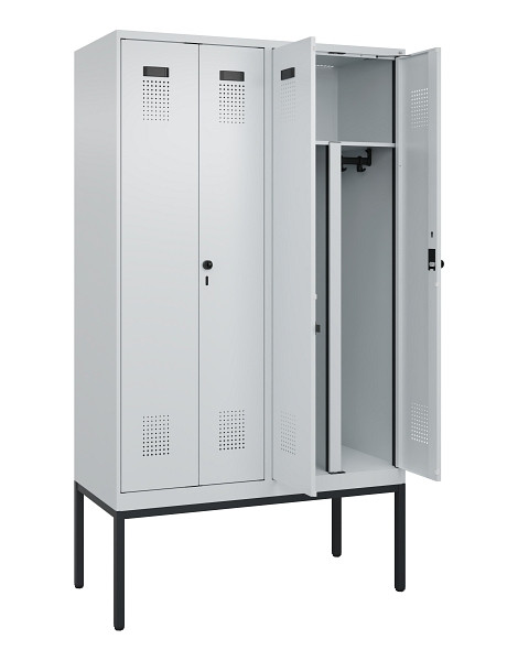 C+P PSA Doppel-Spind Evolo PLUS, Gestell, 4 Abteile, 2120x1200x500mm, 7035/7035, Drehriegel, 0490327-40P S10013