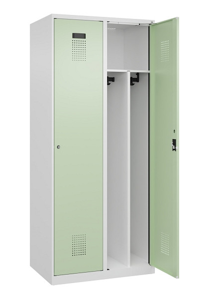 C+P Spind Evolo PLUS, 2 Abteile, 1850x800x500mm, 9016/6019, Verschluss Zylinderschloss, 049000-22F S10046