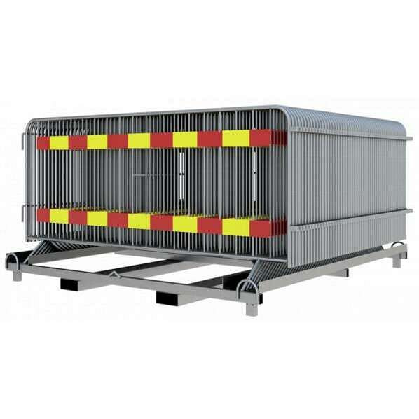 Schake Absperrgitter SET bestehend aus: 50x Absperrgitter 2,50 mx 1,10 m, mit zwei Tastleisten, rot / gelb, RA1/A, 1x Stapelpalette, 419_020ESK-SET50