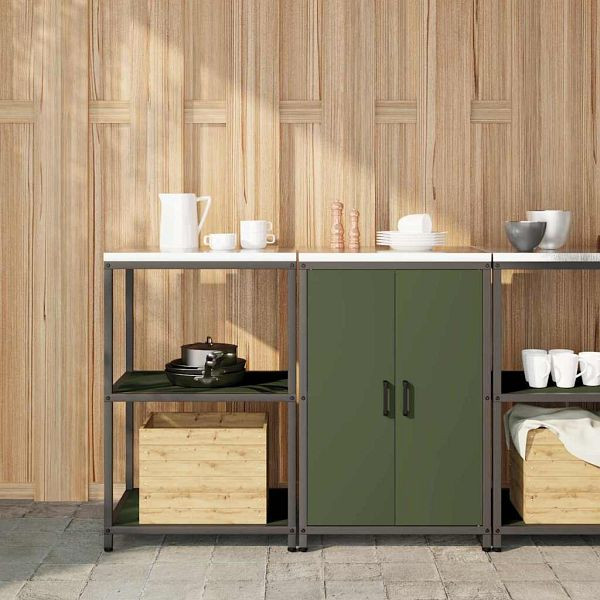 vidaXL Küchenlager-Set Mit Regal 2-teilig Olive Grün 120 x 50 x 92 cm, 3392690