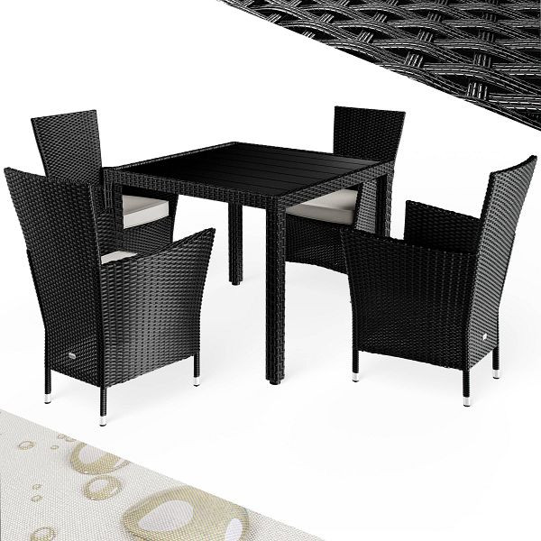 casaria Polyrattan Garten-Sitzgruppe Riga 5-tlg Schwarz, 996928