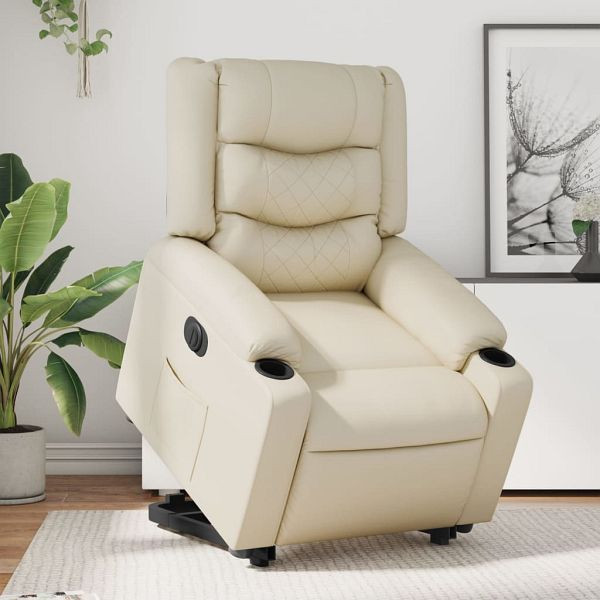vidaXL Relaxsessel mit Aufstehhilfe Elektrisch Creme Kunstleder, 3206560