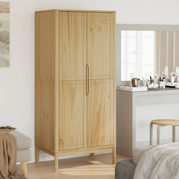 vidaXL Kleiderschrank FLORO Wachsbraun 77x53x171 cm Massivholz Kiefer, 374005