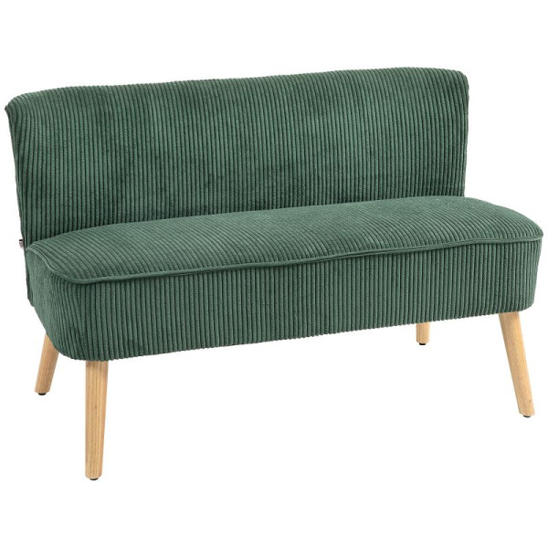 HOMCOM 2-Sitzer Polstersofa, Holz, Samtartiges Polyester, Schaumstoff, 117 x 56,5 x 77 cm, 833-524V06GN