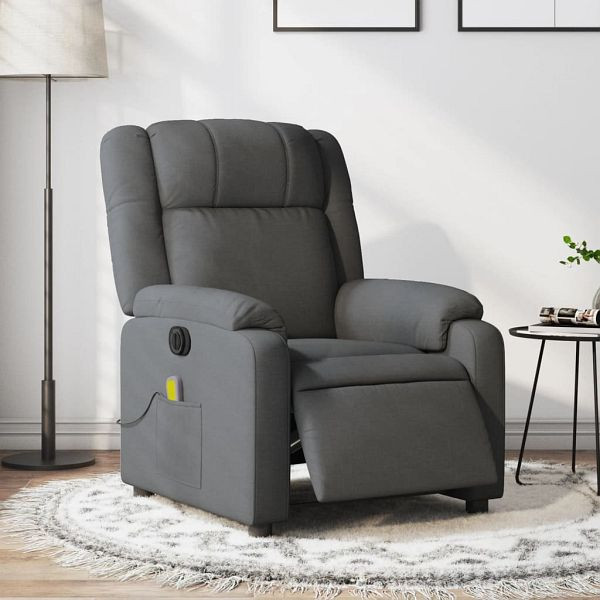 vidaXL Massagesessel Elektrisch Dunkelgrau Stoff, 3205191