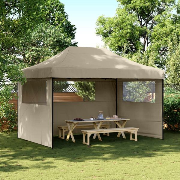 vidaXL Partyzelt Faltbar Pop-Up mit 3 Seitenteilen Taupe, 4005018