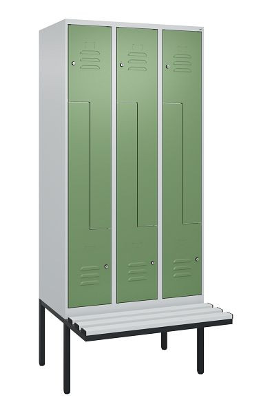 C+P Z-Spind Classic PLUS, Bank, 6 Abteile, 2120x900x815mm, 7035/6011, Zylinderschlösser, 0800437-306 S10051