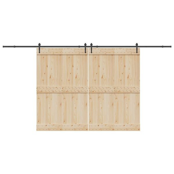 vidaXL Schiebetürbeschlag-Set 427 cm Stahl Schwarz, 3295782