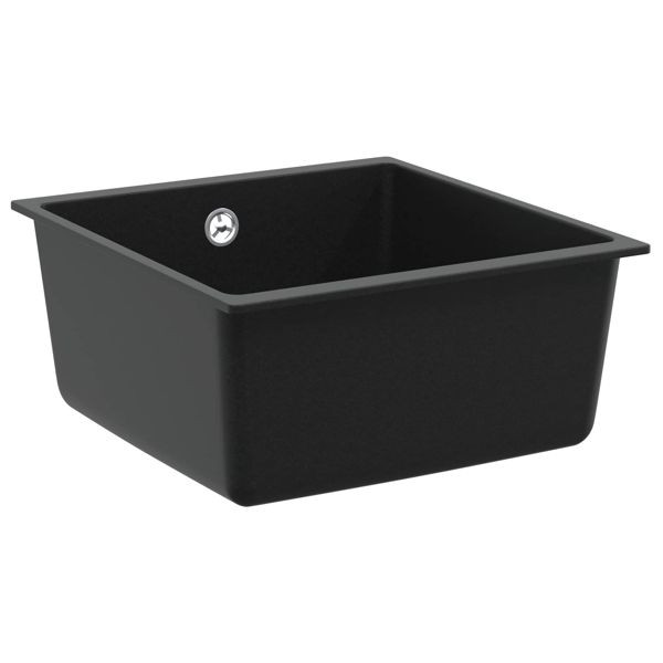 vidaXL Waschbecken Schwarz 430 x 460 mm 80% Quarz und 20% Harz, 42028420