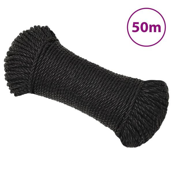 vidaXL Arbeitsseil Schwarz 6 mm 50 m Polypropylen, 153002