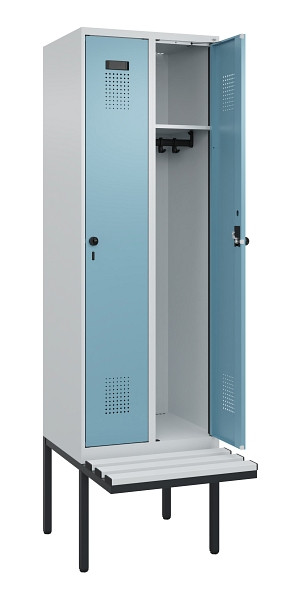 C+P Spind Evolo PLUS, 2 Abteil, 2120x600x815mm, 7035/0010, Drehriegel, Material Sitzfläche Kunststoff, 0490407-20 S10063