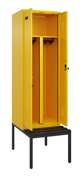C+P PSA Doppel-Spind Evolo PLUS, Bank, 2 Abteile, 2120x600x815mm, 1023/1023, Drehriegel, Sitzfläche Kunststoff, Sitzbank, 0490527-20P S10076