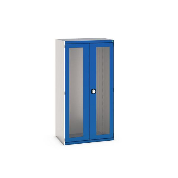 bott cubio Sichtfensterschrank, BxTxH: 1050x525x2000mm, RAL 7035/5010, Enzianblau, 40013023.11V