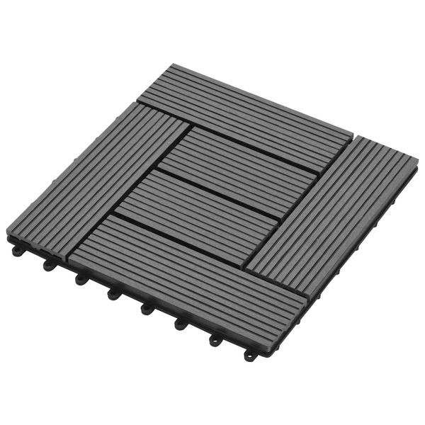 vidaXL Terrassenfliese 11-teilig Grau 30 x 30 cm WPC, 42046661