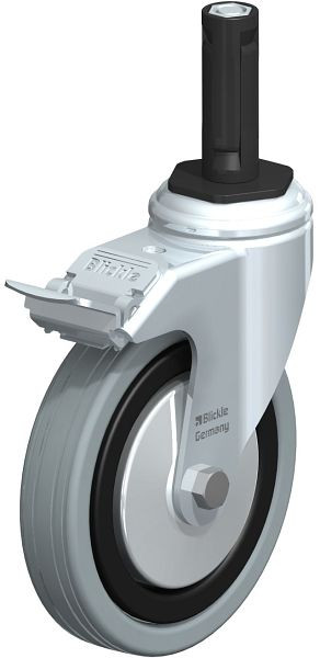 Blickle LKRA-VPA 125K-11-FI-FA-ER12 Apparate-Lenkrolle mit Expander & Feststeller, Vollgummi, Grau, 848281