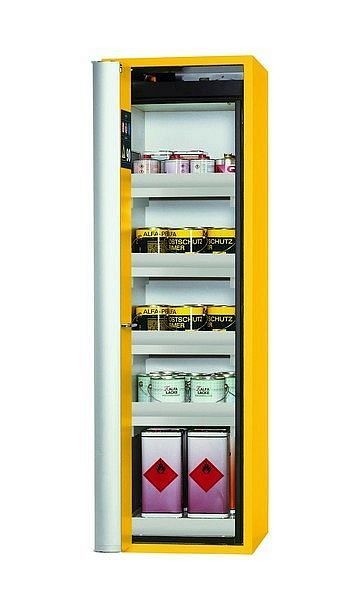 asecos Sicherheitsschrank S-PHOENIX Vol.2-90, S90.196.060.FDAC in sicherheitsgelb RAL 1004 mit 4x Wannenboden Standard (Polypropylen), 30235-002-30266
