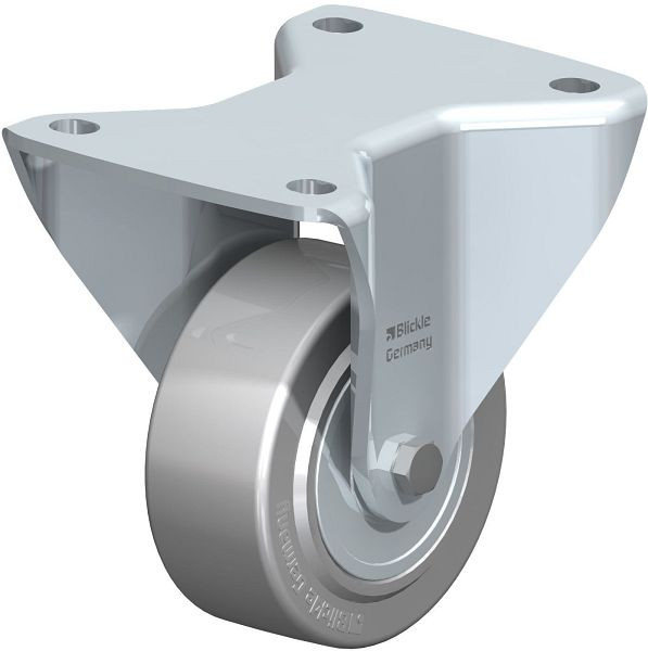 Blickle BH-SVS 100K-3 Stahlblech-Bockrolle, Schwerlast-Ausführung, mit Anschraubplatte, Stahl, Grau, 752615