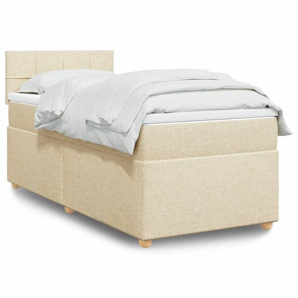 vidaXL Boxspringbett mit Matratze Creme 90x190 cm Stoff, 3286540