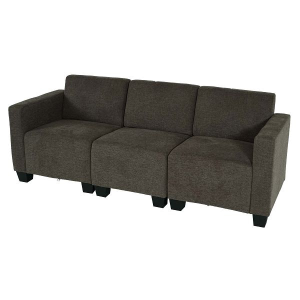 Mendler Modular 3-Sitzer Sofa Couch Lyon, Stoff/Textil, braun, 75615+75616+75617