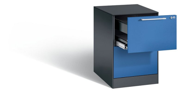 C+P Hängeregistraturschrank Asisto, H710xB440xT600mm, Farbe: Schwarzgrau / Enzianblau, Bügelgriff, 146275-211 S10013