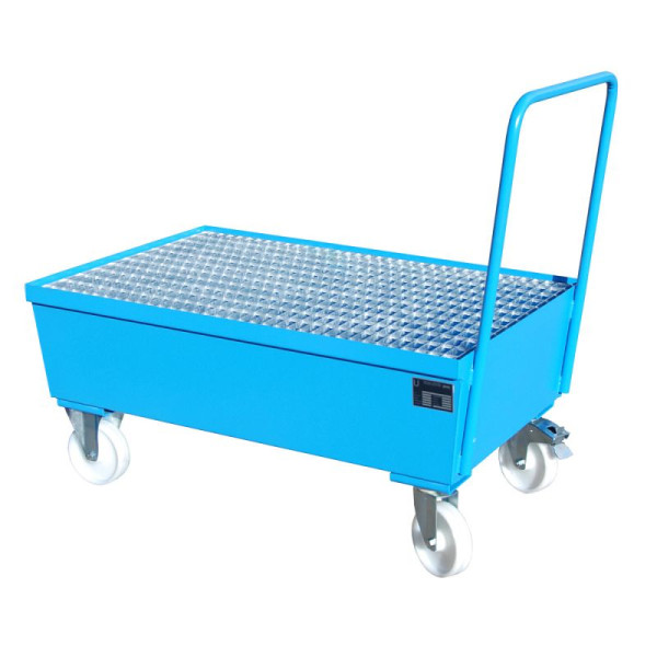 STEIN HGS Fahrbare Auffangwanne AW-F, 3mm Stahlblech, für 200l-Fässer, 225 Liter, RAL 5012 lichtblau, lackiert, 2 x 200 Liter Fass, 79204.0009