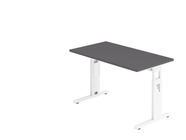 Hammerbacher Schreibtisch C-Fuß 120x67cm Graphit/Weiß, 25 mm dick, 2 mm ABS-Kante. Rechteckform, VOS612/G/W