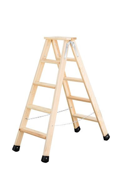 Munk Günzburger Steigtechnik Stufen-Stehleiter beidseitig begehbar Holz, 033810
