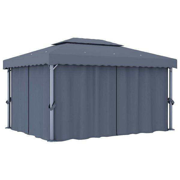 vidaXL Pavillon mit Vorhang 4x3 m Anthrazit Aluminium, 3053376