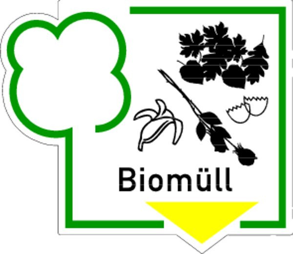 Schilder Klar Recyclingschild Biomüll, 125x108 mm Folie selbstklebend, 2103/64