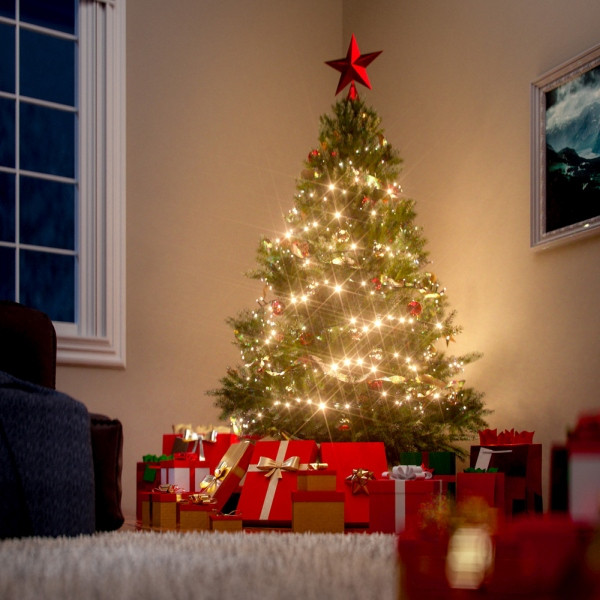 DEUBA Künstlicher Weihnachtsbaum, 180 cm Höhe, mit Fuß und Schneedekor, 100909