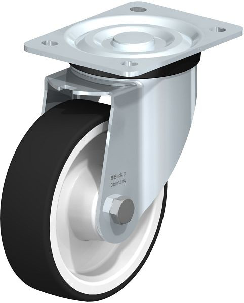 Blickle L-POTH 150R Stahlblech-Lenkrolle, mittelschwere Ausführung, mit Anschraubplatte, Thermoplastisches Polyurethan, Grau, 44552