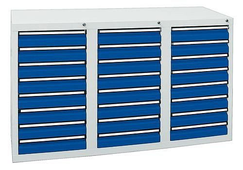 stumpf Schubladenschrank Typ STS 410, mit 24 Schubladen, lichtgrau/lichtblau, B 1500 mm, H 900 mm, 251927